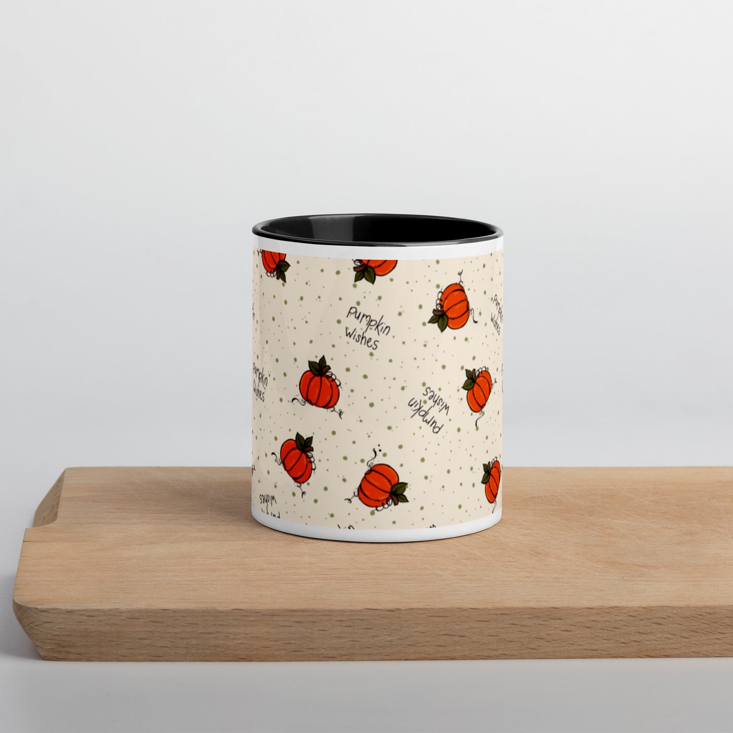 "Pumpkin Wishes" Mug with Cream Background