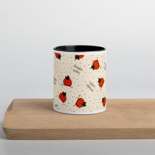 "Pumpkin Wishes" Mug with Cream Background