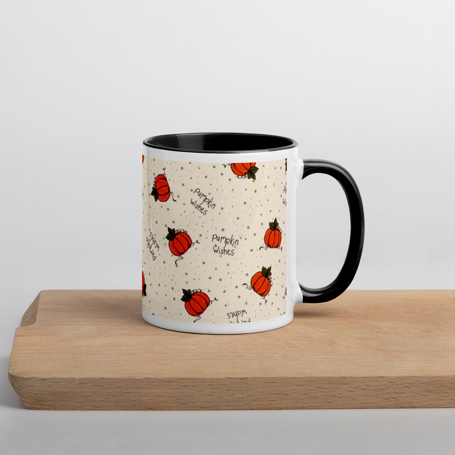 "Pumpkin Wishes" Mug with Cream Background