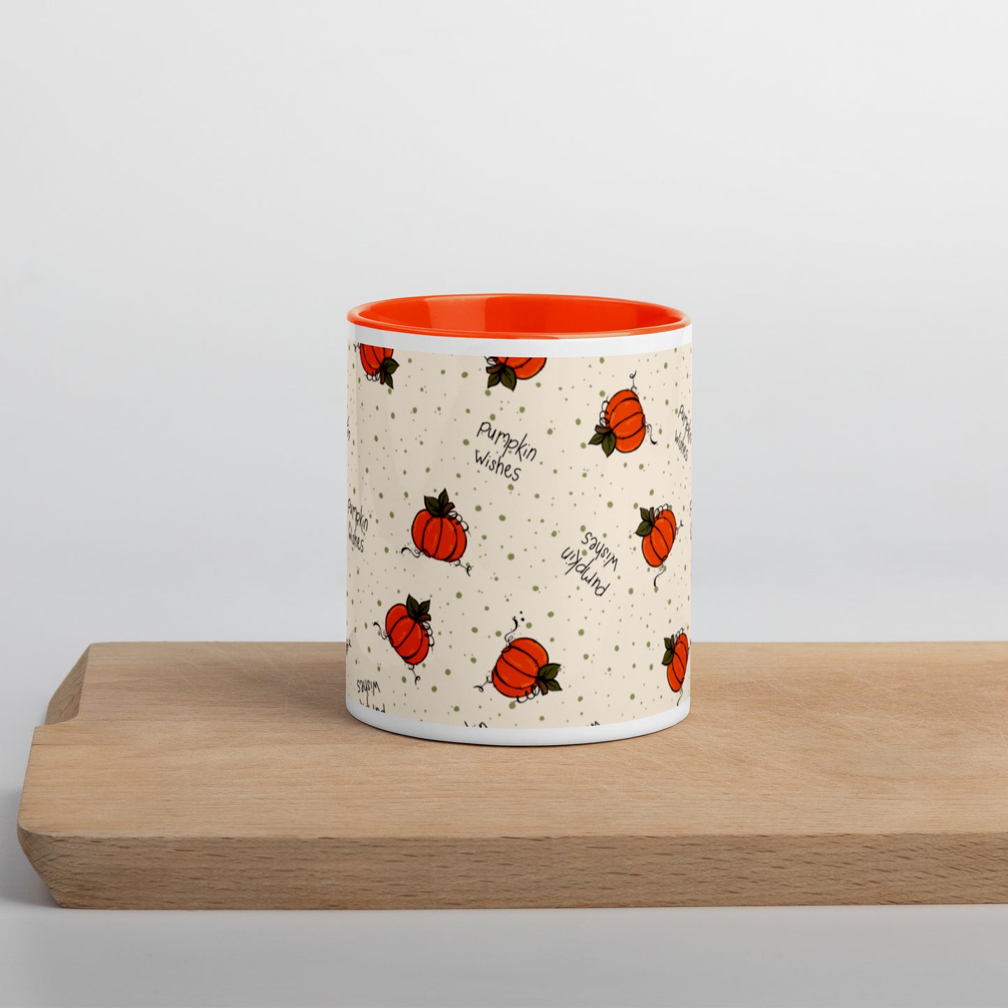 "Pumpkin Wishes" Mug with Cream Background