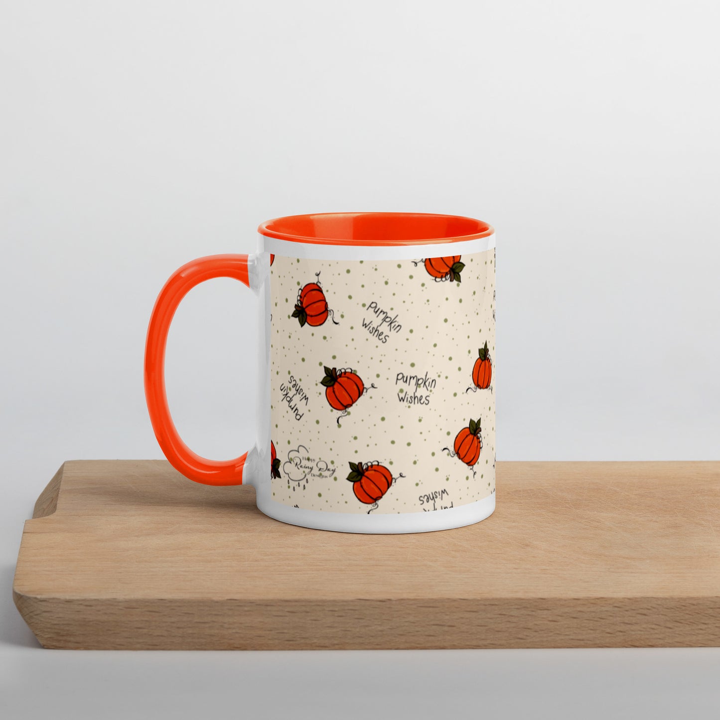 "Pumpkin Wishes" Mug with Cream Background