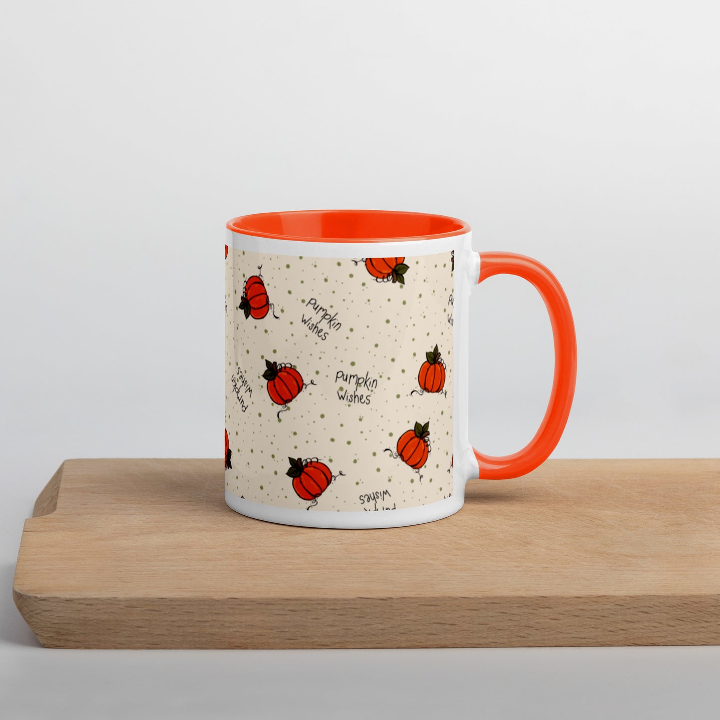 "Pumpkin Wishes" Mug with Cream Background