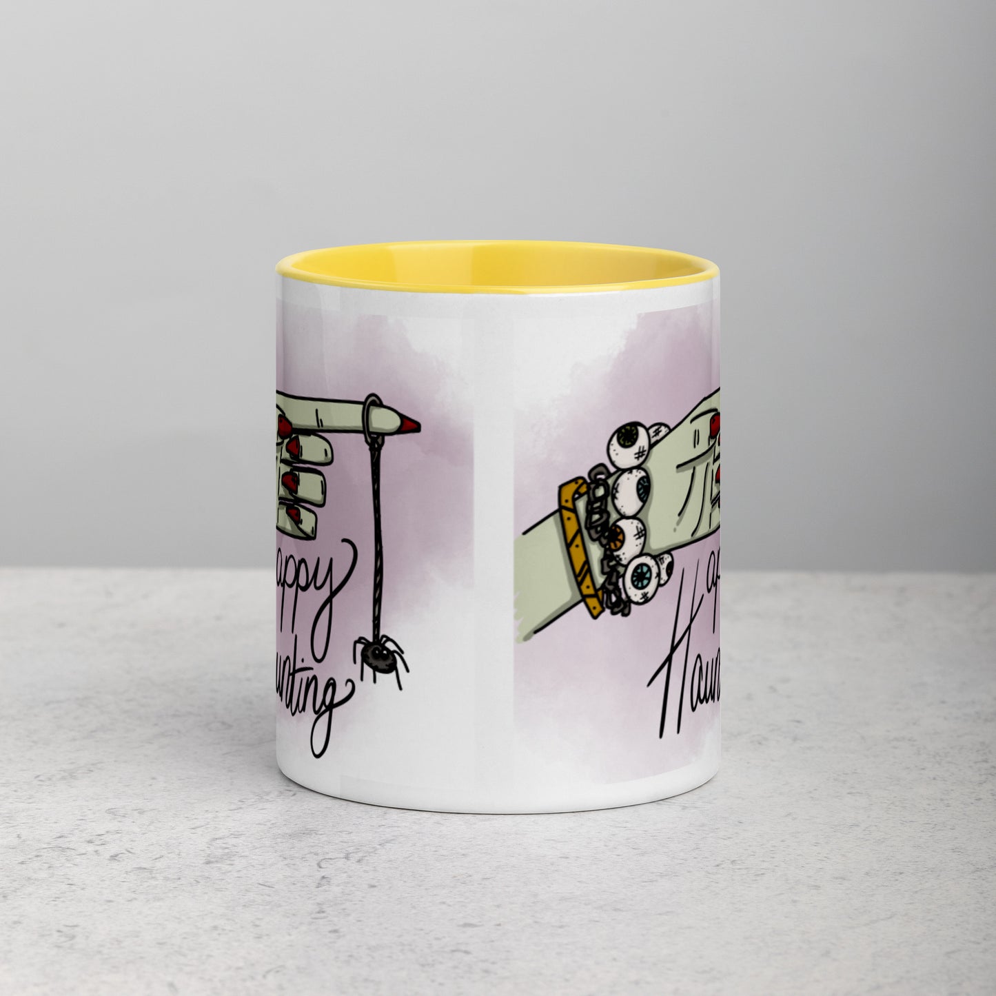 "Happy Haunting" Mug with Color Inside