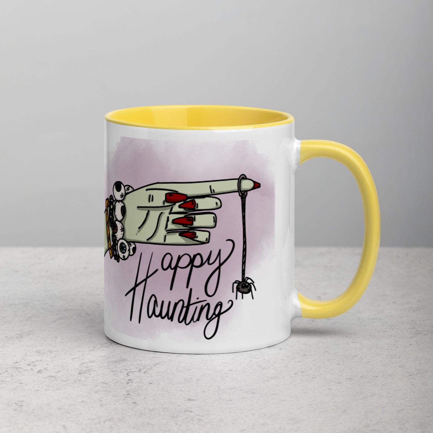 "Happy Haunting" Mug with Color Inside