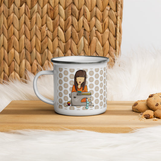 Sewing Girl Enamel Mug