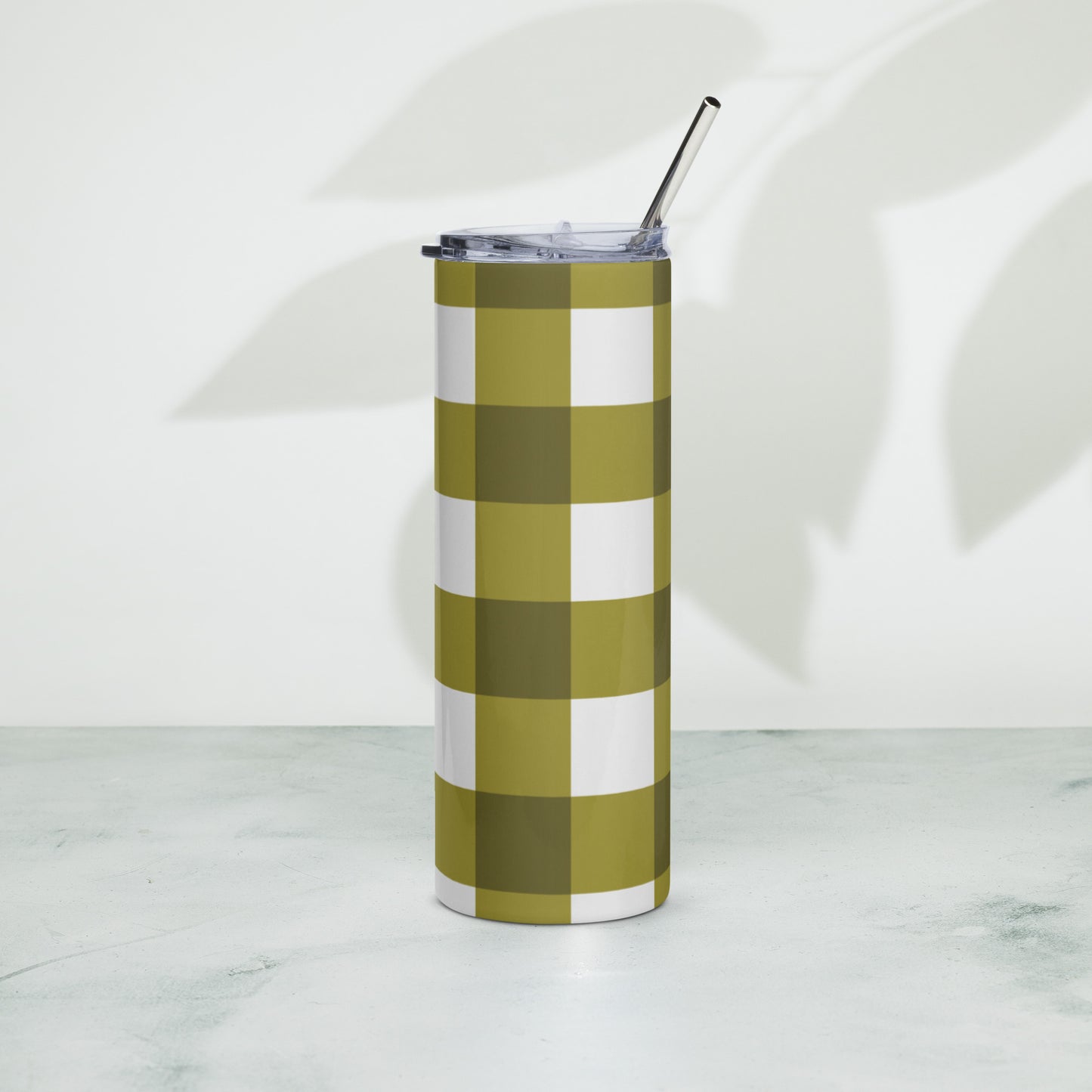 "Moss" Gingham Stainless Steel Tumbler