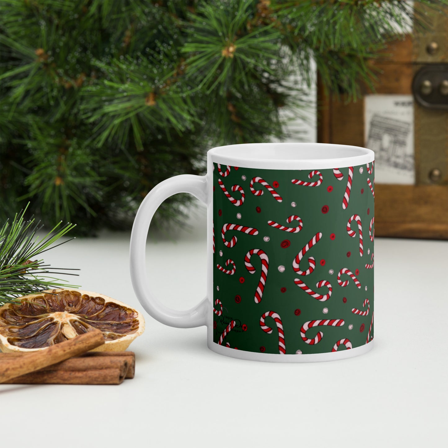 Candy Canes Wishes on Evergreen Mug