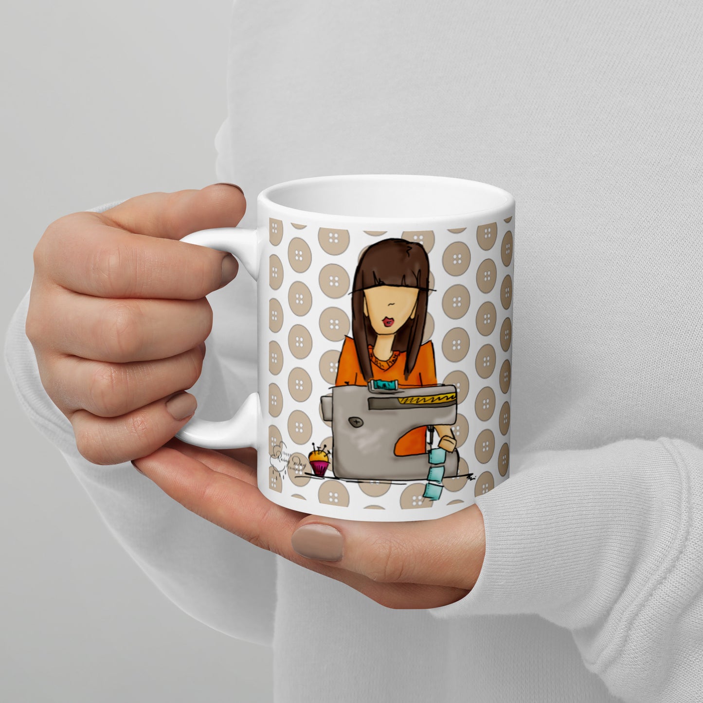 Sewing Girl Glossy Mug