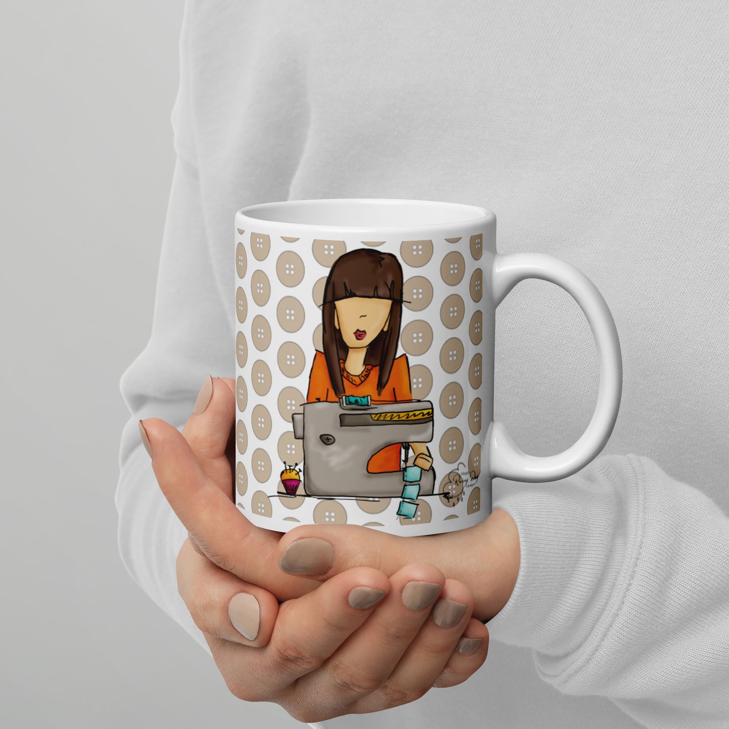 Sewing Girl Glossy Mug