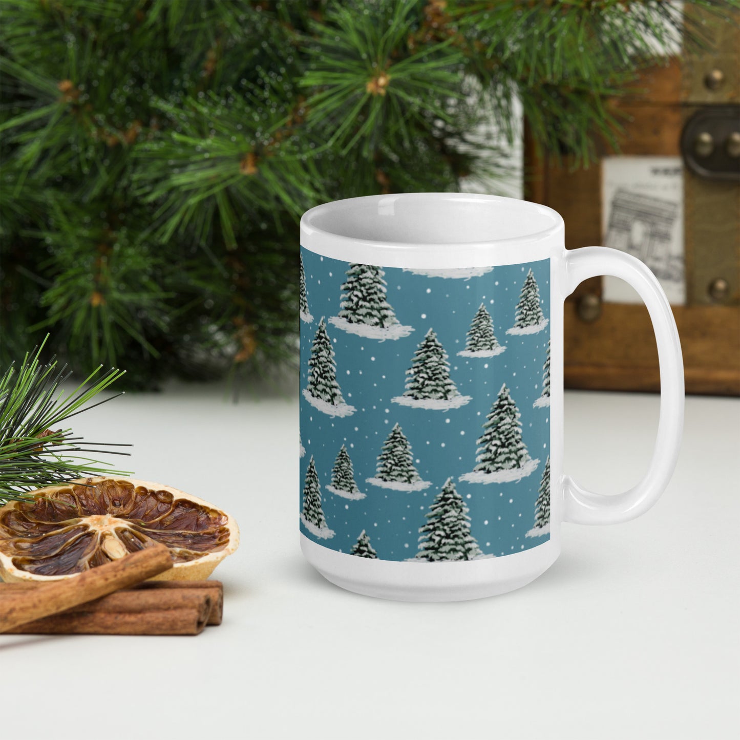 Winter Trees White Glossy Mug